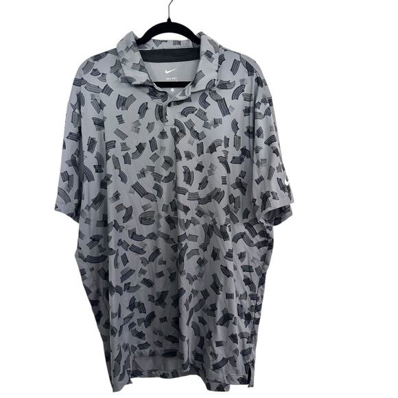 Nike Men's Tour Dri-FIT Smoke Gray Rake Lines AOP Golf Polo Shirt Size XL - Picture 6 of 8